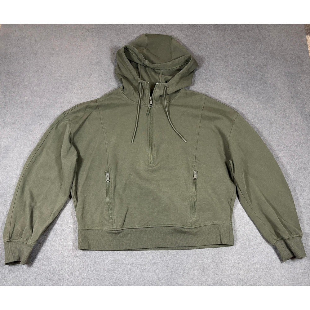 Old Navy Active Hoodie Women Large Green Dynamic Fleece Quarter Zip Pullover